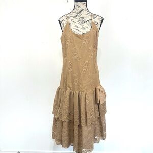 Vintage Pat McDonagh Drop Waist Lace Tiered Dress